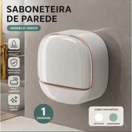 Saboneteira de Parede com Bandeja de Drenagem, Mantém o Sabonete Seco, Suporte de Sabão
