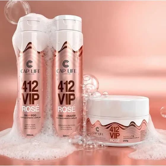 Kit Shampoo , Condicionador e mascára Capilar 412 Vip Rose