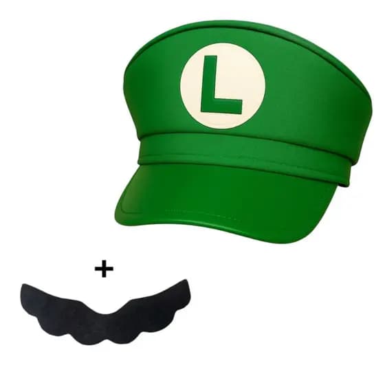 Quepe Luigi INFANTIL Luxo / Boina / Chapéu / Fantasia (Acompanha BIGODE)