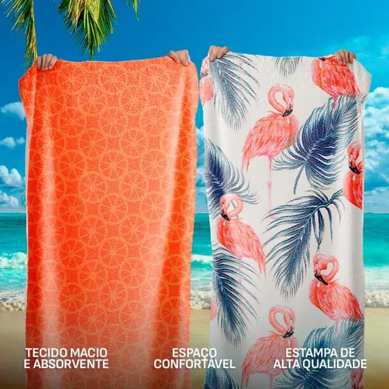 Kit 2 Toalhas de Praia | Cores Vibrantes e Tecido de Algodão – Toque Macio e Estilo para Seu Lazer