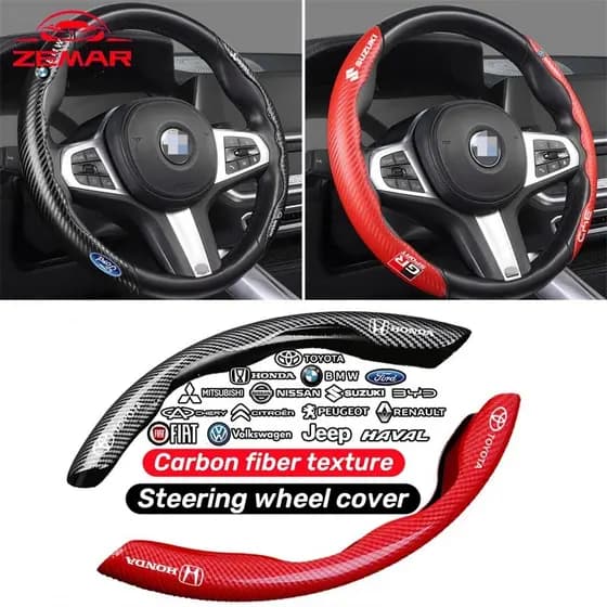 2 Unidades De Capa De Volante Estilo Fibra De Carbono Antiderrapante Protetora De Carro Para Corolla Cross Hilux SW4 RAV4 Yaris Sedan Hatch Etios