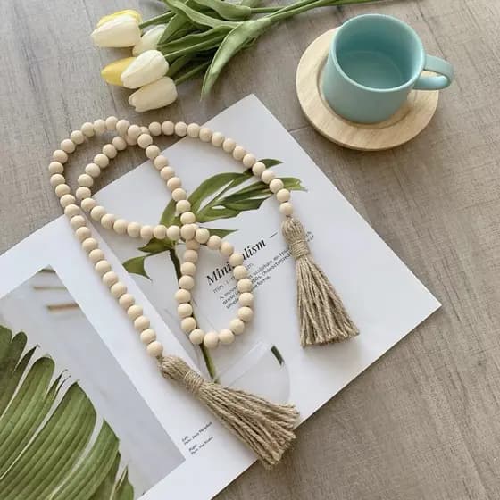 Colar de Mesa Japamala Decorativo de Madeira Estilo Minimalista Moderno Para Casa