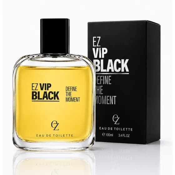 Perfume Masculino EZ VIP Black Eau de Toilette 100ml Fragrância Doce Amadeirada Marcante Dia a Dia