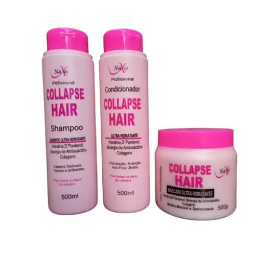 Kit Profissional Collapse Hair Ultra Hidratante ,Mascara+Shampoo+condicionador - Naxos