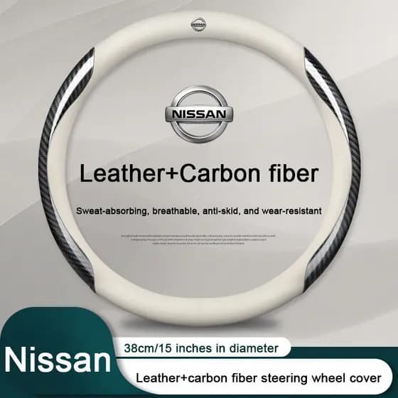Capa de Volante em Couro e Fibra de Carbono para Carro, Adequada para Volante de 38CM, Capa Protetora Antiderrapante par