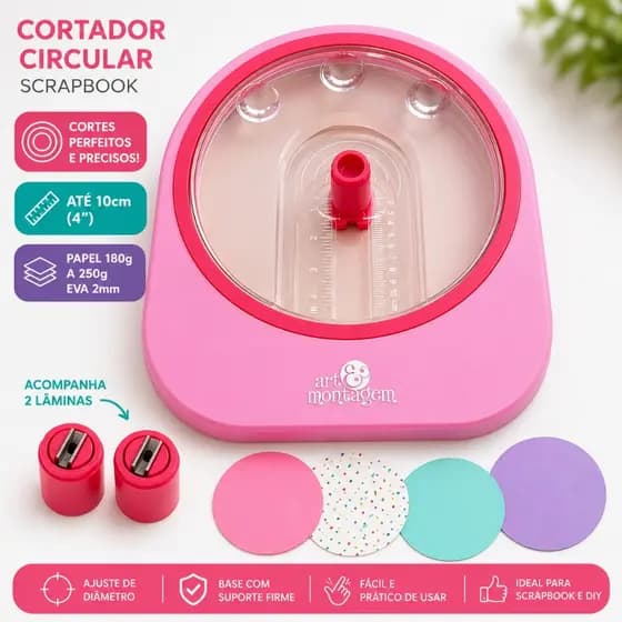 Cortador Circular Scrapbook com Suporte + Refil (2 Lâminas)