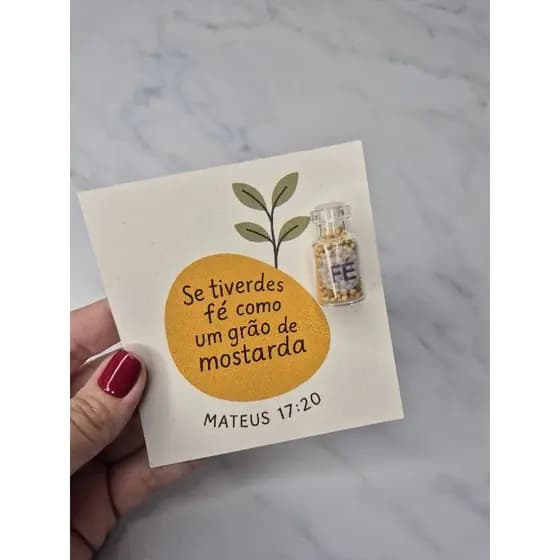 Lembrancinha Cristã Grão de Mostarda com Vidrinho | Mateus 17:20 | Presente de Fé