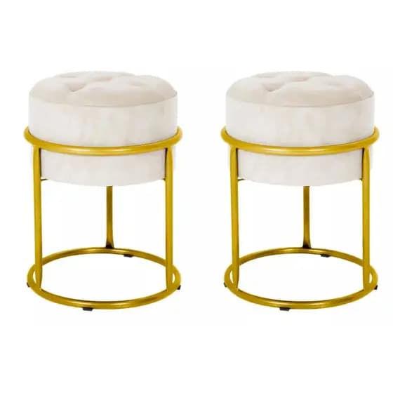Kit 2 Puff Banqueta Redondo Ferro Banco Poltrona Sala Escritorio Penteadeira Decoração Escolha Cor