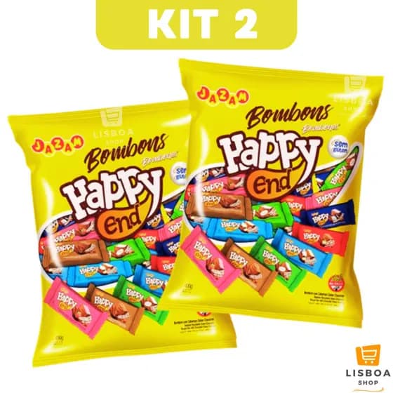 Bombom Happy Sortidos Jazam Kit 2 Pacotes 400g c/50un cada - Bombons Para Lembrancinhas