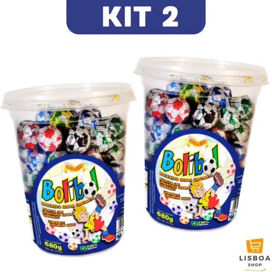Bolinha de Chocolate Futebol Kit 2 Potes 680g C/100un cada - Ki-Kakau