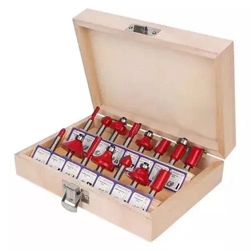 Conjunto 15 Fresas 6mm ou 8mm Para Tupia + Estojo Madeira