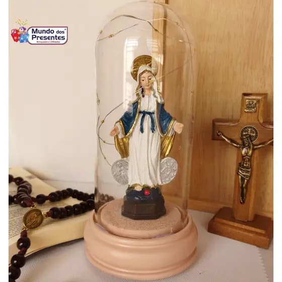 Nossa Senhora das Graças em resina cúpula de vidro