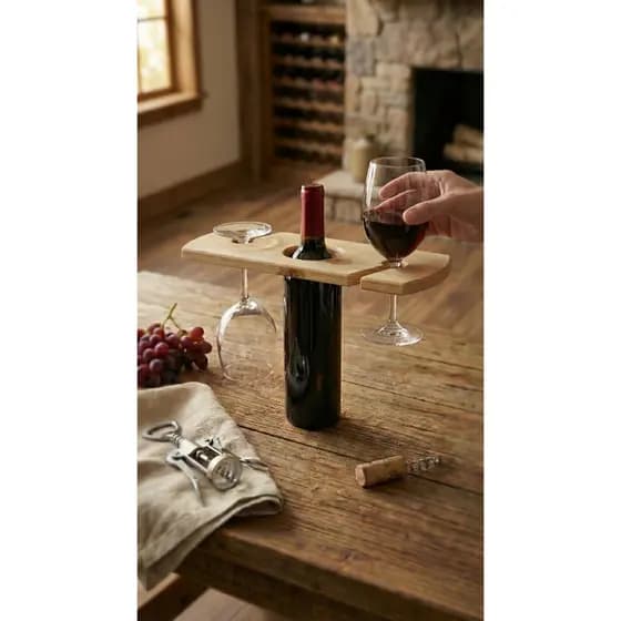 Suporte Para Taças De Vinho Em Madeira Encaixe Em Garrafa