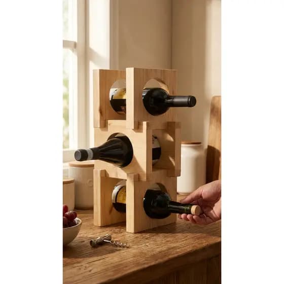 Adega Organizador De Vinho Para 3 Garrafas Em Madeira