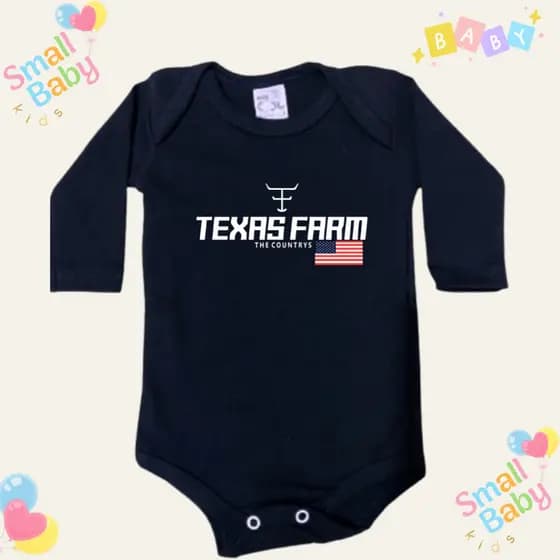 Body Bebe Infantil Estampado Texas Farm TXC USA Moda Country Manga Longa