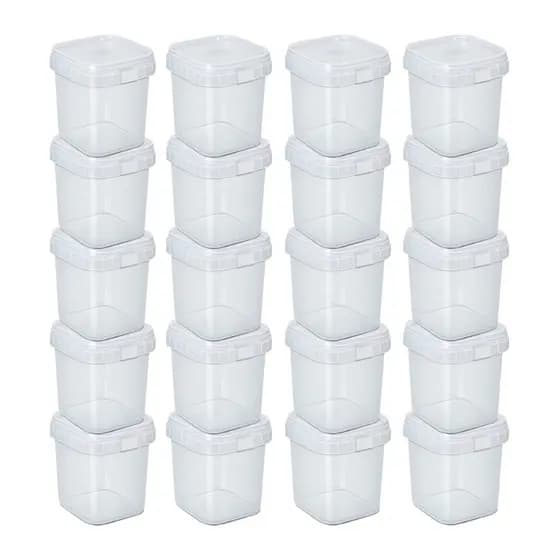 100 un Pote Quadrado com Lacre 220ml Bolo no Pote, Pote Quadrado Plástico