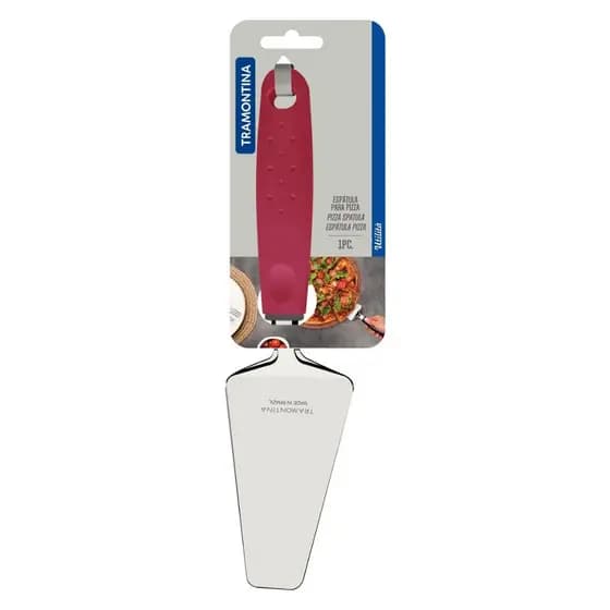 Espátula para Pizza Tramontina Utilitá em Aço Inox com Cabo de Polipropileno Vermelho