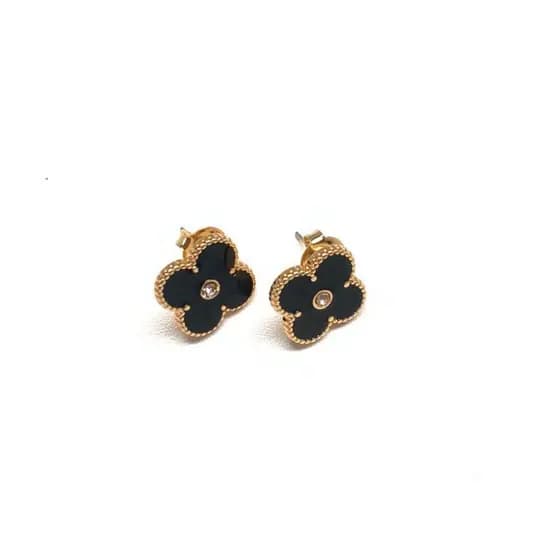 Brinco Trevo Feminino Virginia Folheado a Ouro 18K com Banho Verniz