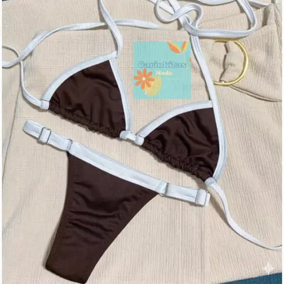 biquíni de fita TONS MARRONS MINIMALISTAS com regulador marquinha bronze ENVIO IMEDIATO