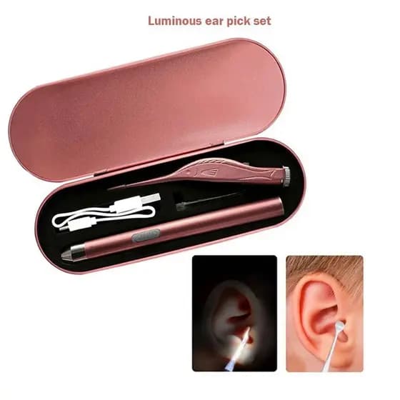 Conjunto Luminoso De Seleção De Ouvido Para Crianças , Pinça De Cera , Limpador Ferramenta Aço Inoxidável , Colher Remov