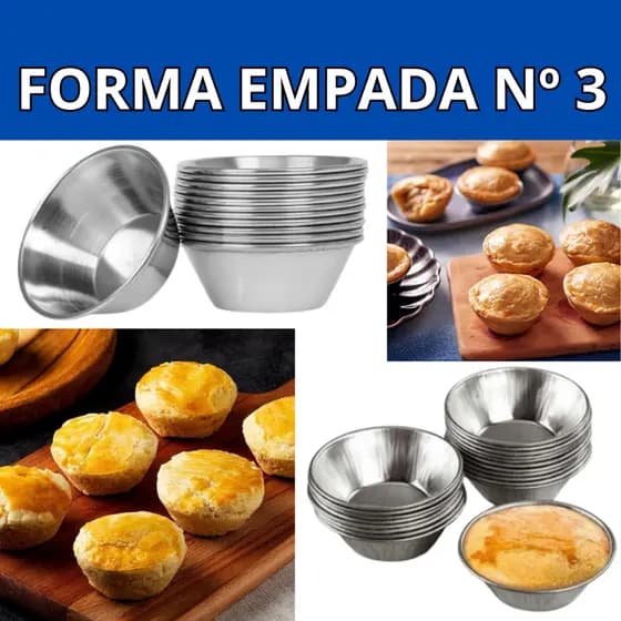 Forma Empada N° 3 - 12 Unidades Forminhas Lisa Empadinha e Mini Salgados