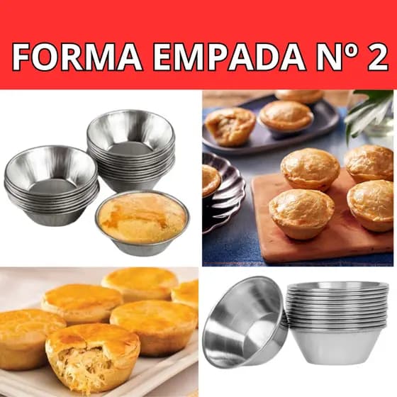 Kit Forma Empada N° 2 -12 unidades Forminhas Lisa Empadinha e Mini Salgados