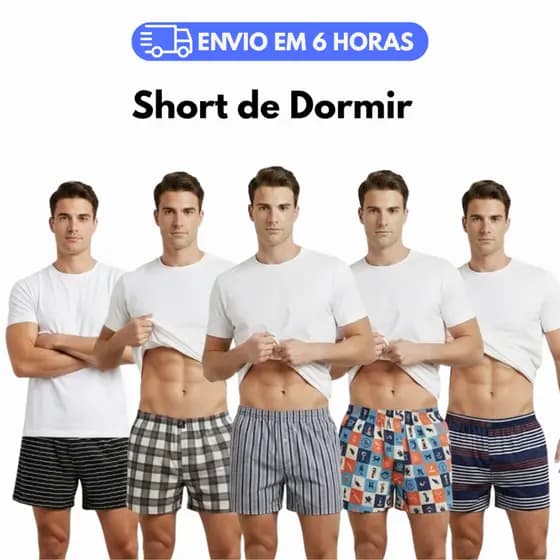 Kit 5 Cueca Samba Canção Short Pijama Para Homens de Liganete Estampada Oferta