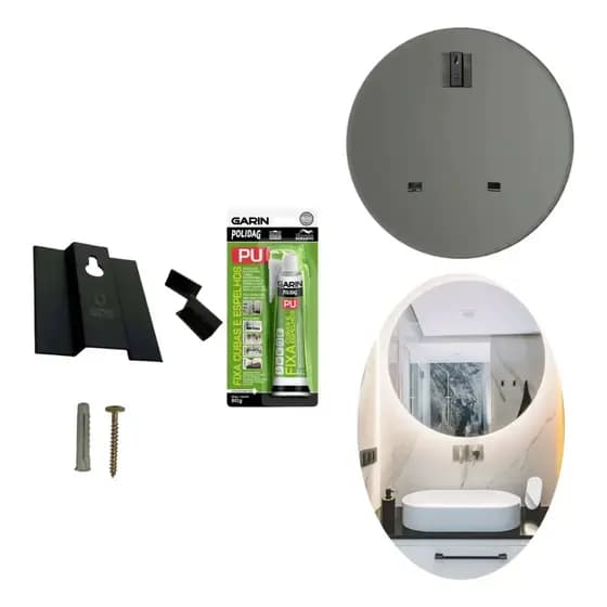 Kit com 1 Suporte Para Espelho com Cola E Parafuso fixa espelho e serve Para Pendurar Quadros e Placas