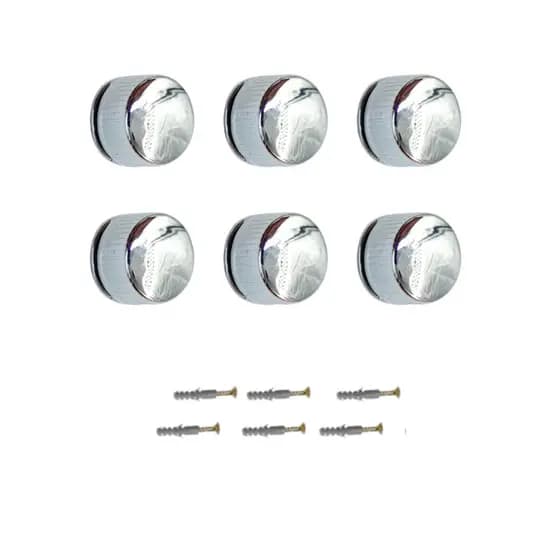 Kit com 6 Botões Francês Suporte Para Espelho Botão Francês de Metal Cromado com parafusos e buchas