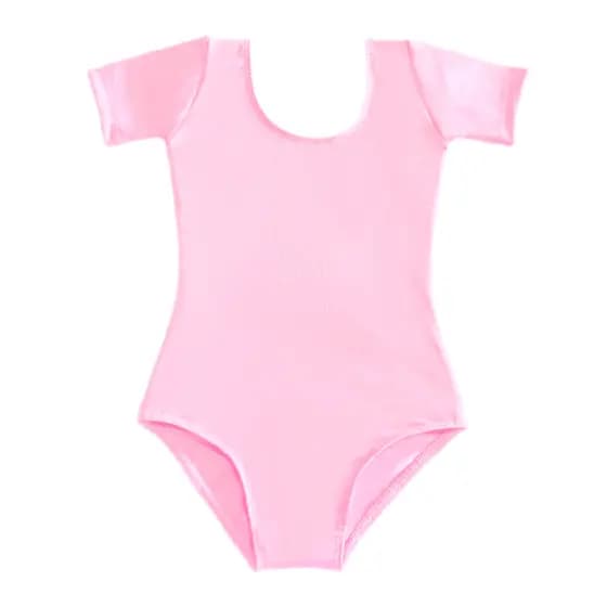 Collant Meia Manga Ballet Infantil Em Helanca Body Balé Rosa