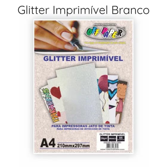 Papel A4 Glitter Imprimível Branco 250g