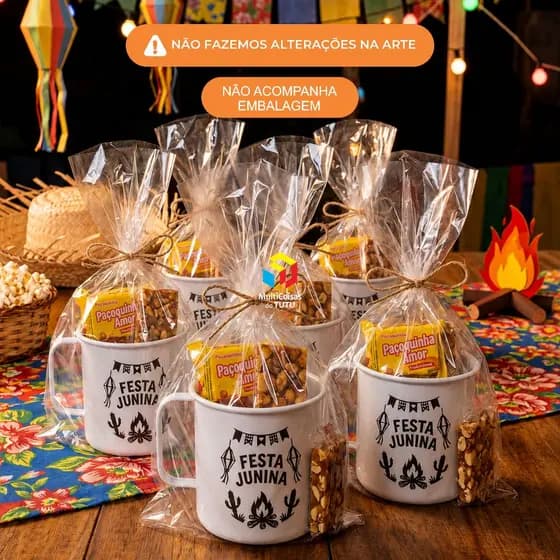 Kit 10 Canecas Personalizadas 310ml de Plástico para Festa Junina ou Arraiá