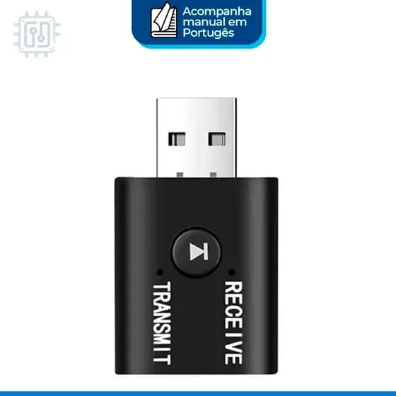 Receptor e Transmissor de Áudio Bluetooth 2 Em 1 Bt 5.0 Usb para TV
