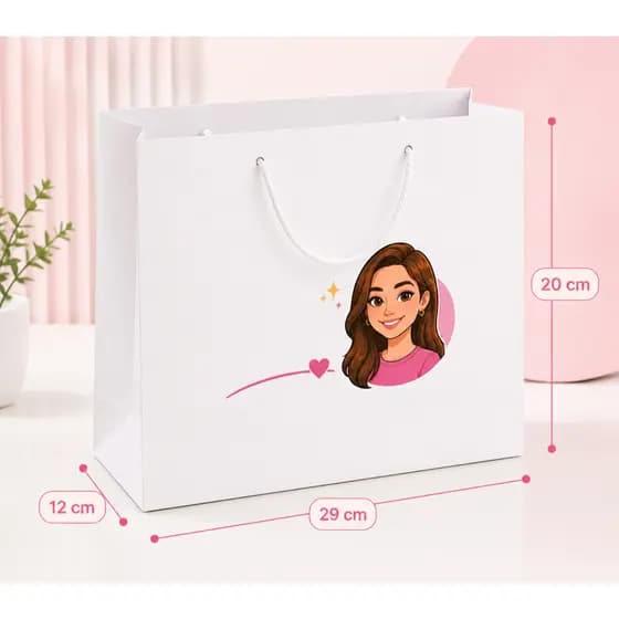 Sacola de Papel Personalizada 20x29x12 | Ideal para Lojas, Presentes e Papelarias | Alça de Cordão