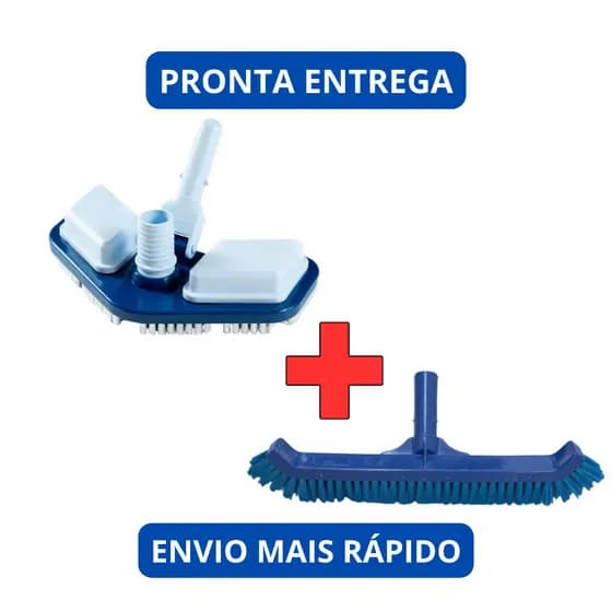 Kit Aspirador De Piscina Asa Delta + Escova Curva Limpeza Todos Tipos De Piscina o MAIS EFICIENTE