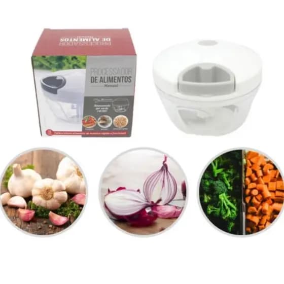 Mini Processador Triturador de Alimentos Manual 3 Lâminas Rapidez Preparo de Alimento Melhor Preço