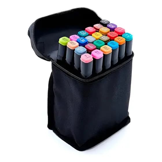 Kit Estojo 24 Canetinhas Ponta Desenho, Escolar, Escritório