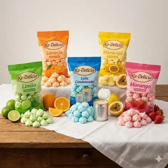 Kit 5 pacotes Suspiro Tipo Caseiro Sem Lactose 5 Sabores Deliciosos 100g Festa Merengue Doces Lanchinho