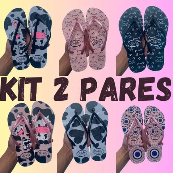 Kit 2 Pares de Chinelo Feminino Adulto Mais Vendidos 2025