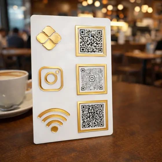 PLACA para WIFI em ACRÍLICO - 3 QRCODES - Pix, Instagram e AVALIAÇÃO GOOGLE - OFERTA!