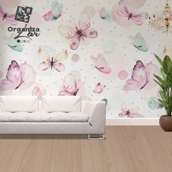 Papel de Parede Decoração Borboletas Adesivo Autocolante 5m x 45cm Sala Quarto Banheiro