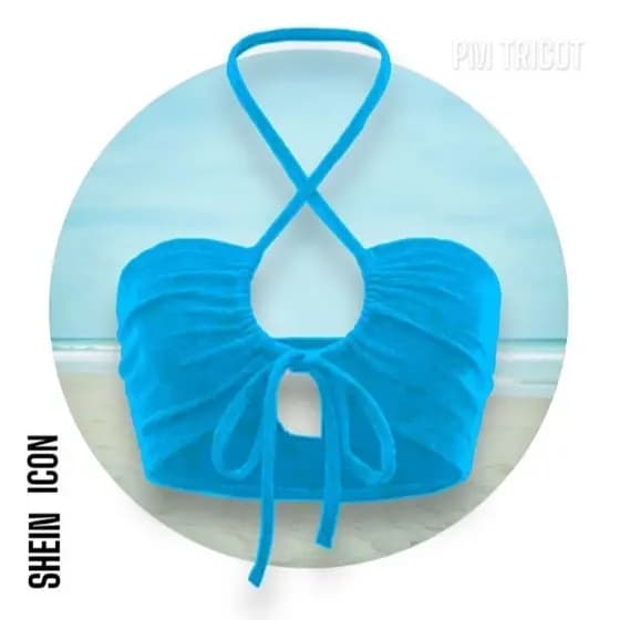 Top Cropped Faixa Multiformas Amarração Gringa Modal (Não Fica Transparente) Tendência Verão