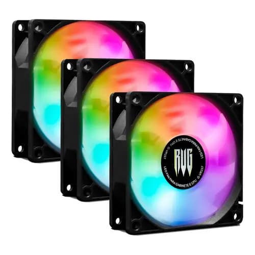 Revenger VR337 Kit com 3 Ventoinhas 80mm RGB Air Cooler para PC/CPU 12V Baixo Ruído