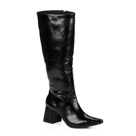 Bota Montaria Feminina Lançamento Salto Grosso Bico Fino Cano Longo Blogueira Fashion Festa Rodeios