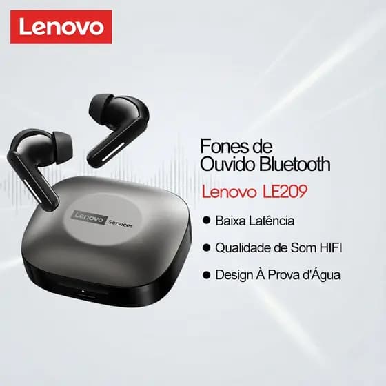 Lenovo LE209 Fones De Ouvido Bluetooth Intra-Auriculares De Baixa Latência À Prova D'água Qualidade De Som HIFI