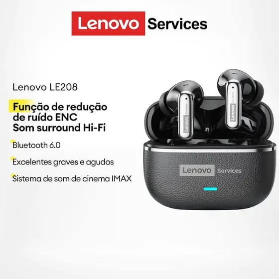 Lenovo LE208 Fones De Ouvido Para Jogos Bluetooth De Baixa Latência IPX5 À Prova D'água Qualidade De Som HIFI