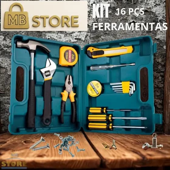 Kit Ferramentas Completo 16 peças Maleta de Ferramentas Multifuncional