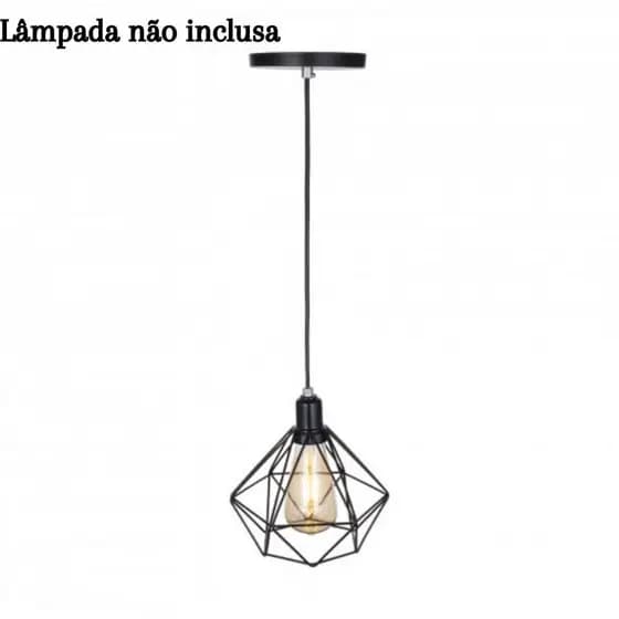 Pendente Luminária Aramado Diamante Regulável Cabo 60cm Vintage Retrô