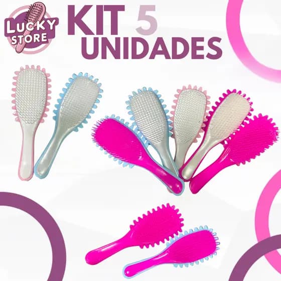 Kit 5 Escovas New Raquetinha - Anti Frizz