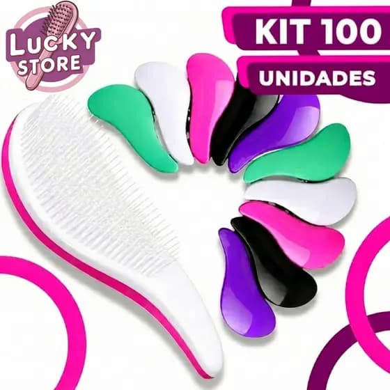 Kit 100 Escovas Mágicas White - Cerdas Brancas - Anti Frizz